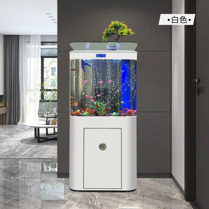 底滤鱼缸客厅2025新款小型中弯一体水族箱靠墙电视柜立式鱼缸家用