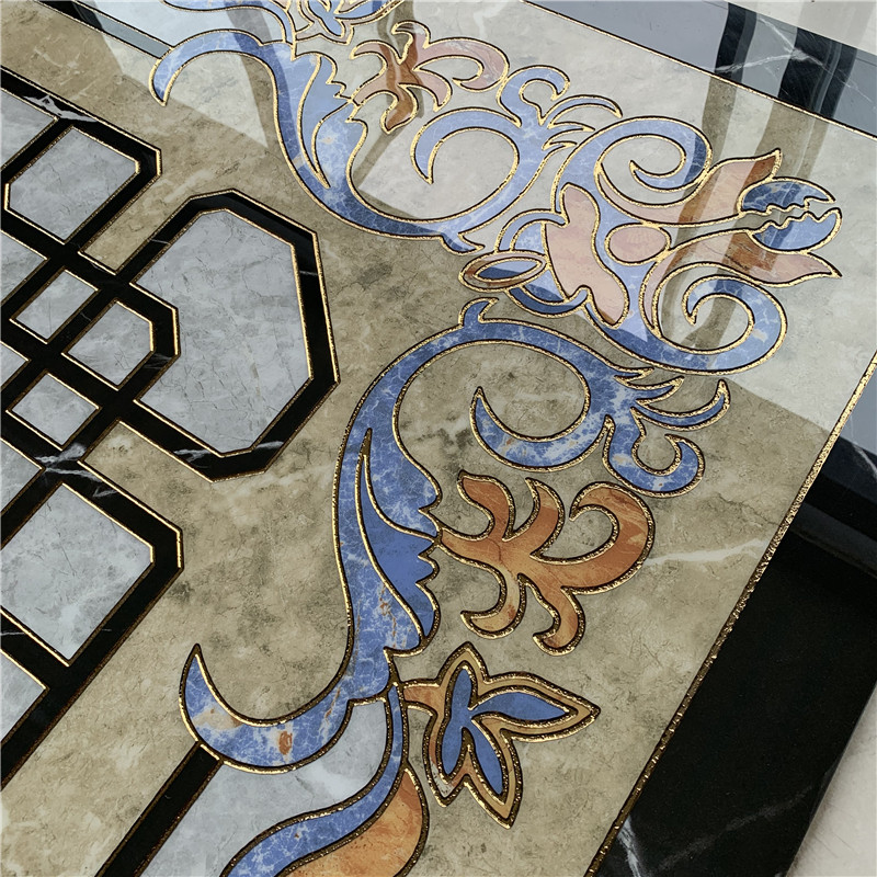 客厅拼花瓷砖灰色新中式微晶石走廊地板砖入户玄关地毯砖过道包邮