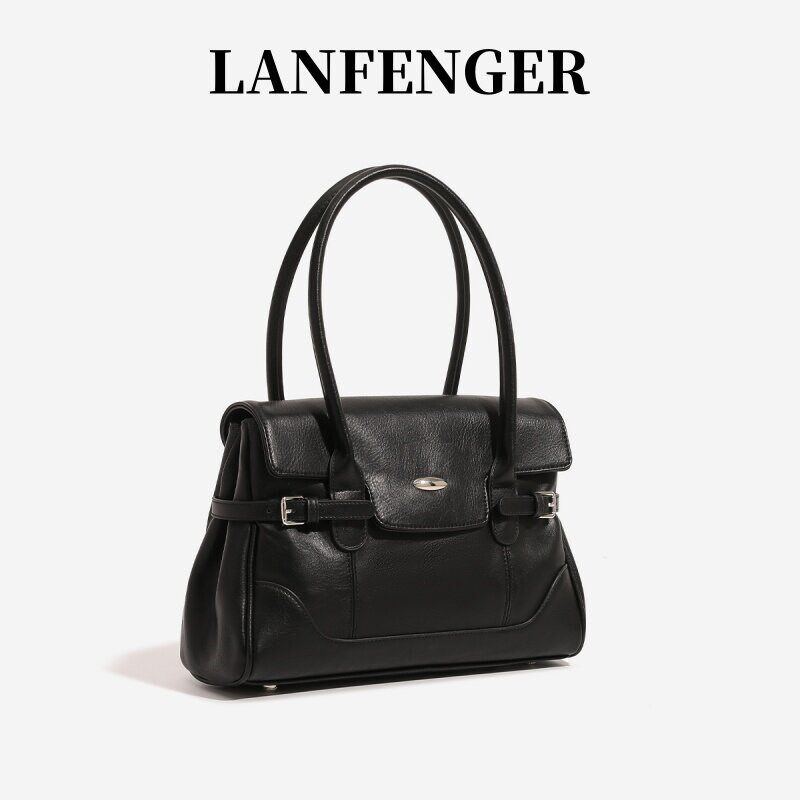 LANFENGER通勤真皮托特包女2026新款高级手提公文包大容量单肩包