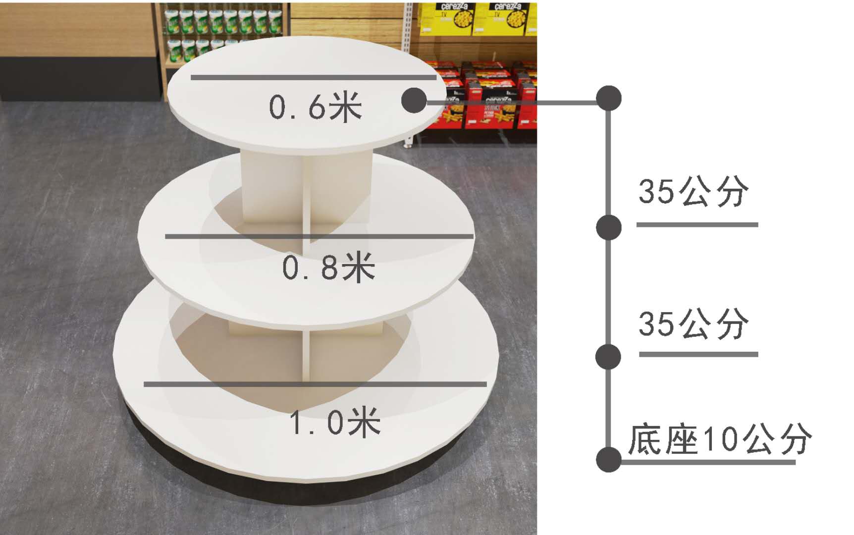 圆形中岛柜展示台化妆品鞋店产品展柜展架超市堆头母婴陈列柜货架