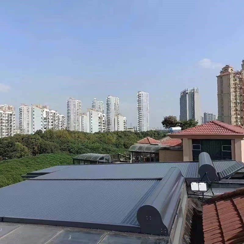 阳光房铝合金天幕遮阳顶帘电动智能伸缩防晒隔热别墅庭院玻璃房顶