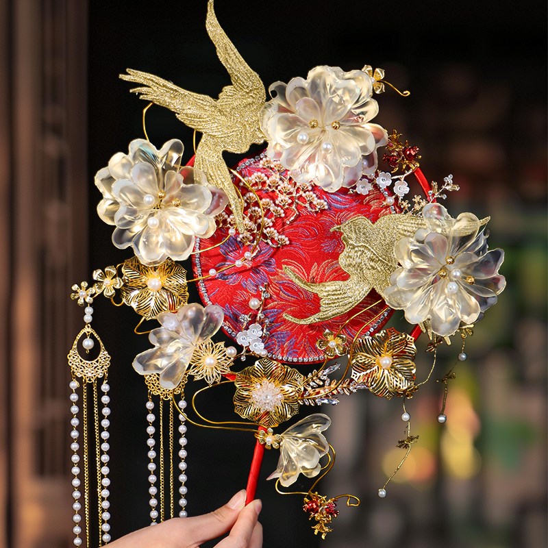 《新婚燕尔》新娘喜扇手工diy材料包团扇中式秀禾手捧花闺蜜礼物