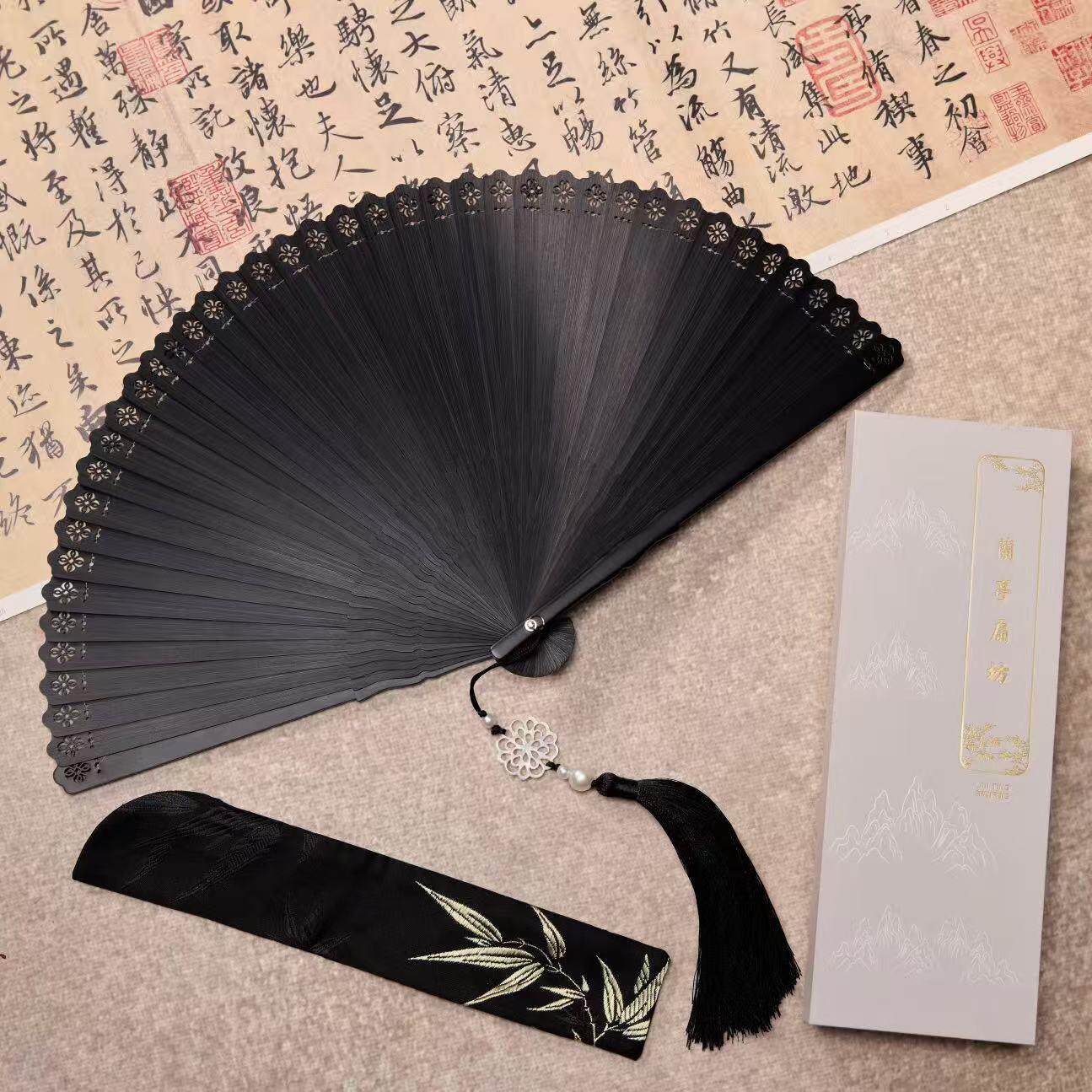 古风全竹扇六寸折纯色素面扇百搭扇子旗袍扇舞蹈扇