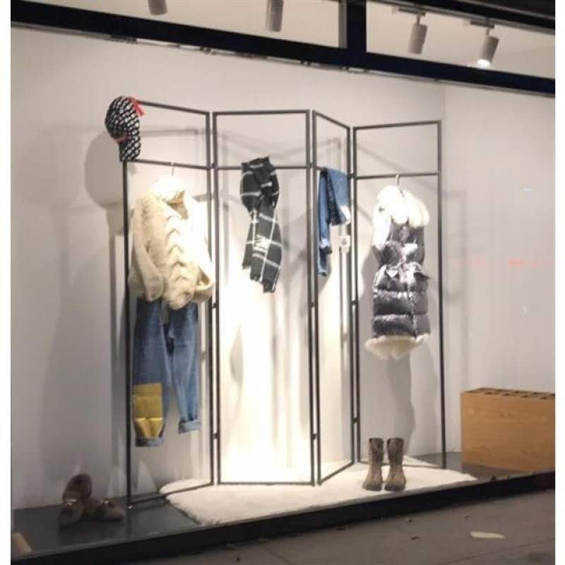服装店展示架落地式挂衣架女装店货架牛仔裤展架折叠屏风隔断架子