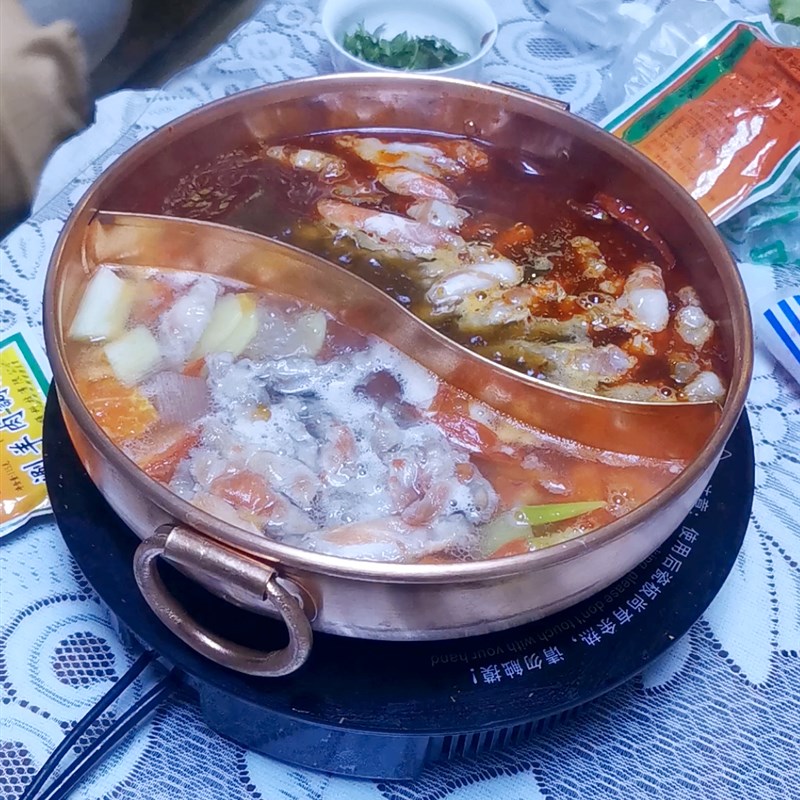 加厚纯铜火锅纯手工铜锅老式铜火锅家用鸳鸯锅涮肉熬汤复古紫铜盆