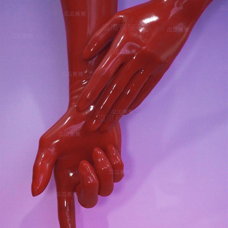 厂家直销无暇乳胶手套latex胶衣手套天然乳胶紧身手套分指手套