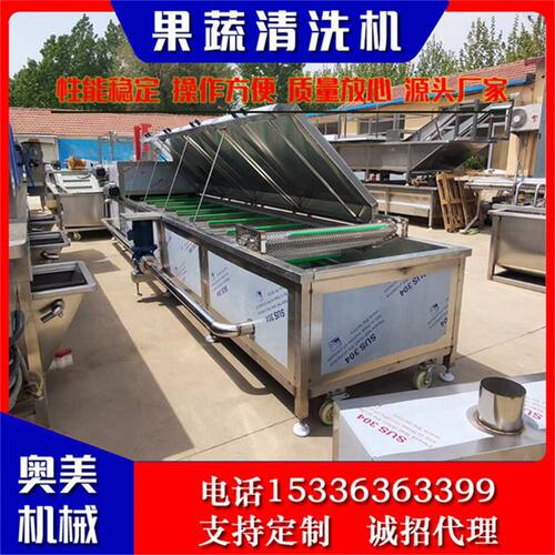 果蔬气泡清洗机 不锈钢蔬菜清洗流水线 多功能高压喷淋清洗设备