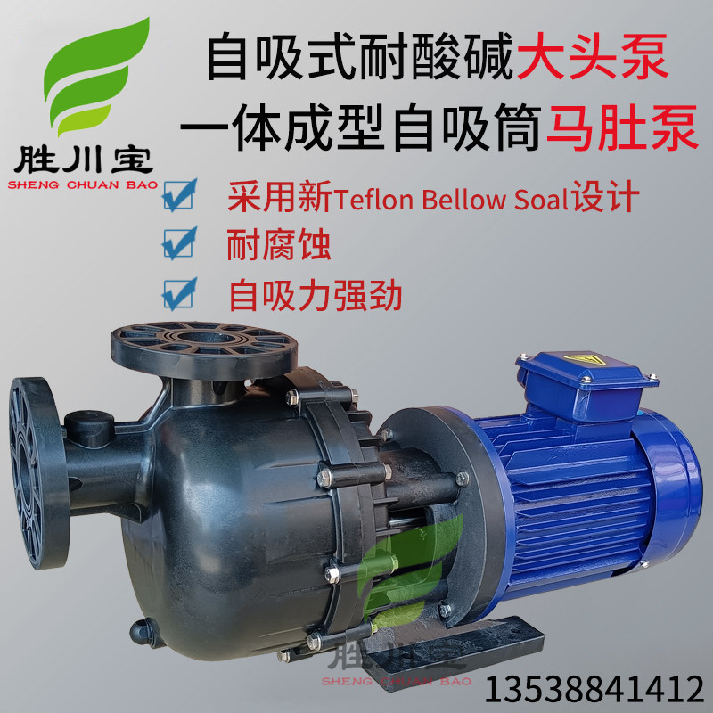 胜川宝一体成型自吸筒马肚泵卧式大头泵电动耐酸碱泵3KW4KW排污泵