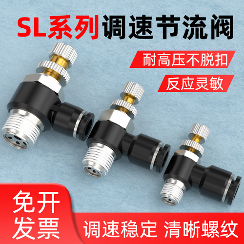气管接头节流阀气动可调SL4/6/8-m5/01/02气源管进气调节阀节流阀
