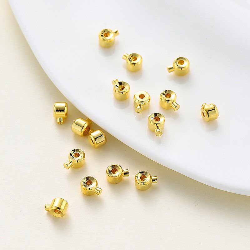 【20个】保色14K18k镀金收尾夹扣diy钢丝绳鱼线定位卡扣配件材料