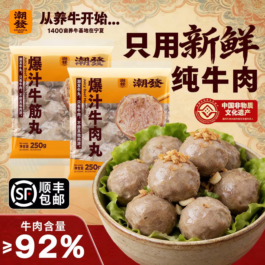 【甄选】牛肉丸潮汕手打正宗牛筋丸潮州特产手工丸子火锅丸子烧烤