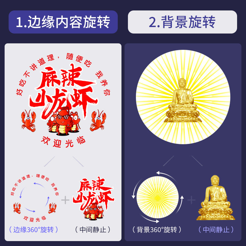动静结合logo广告投影射灯文字图案定制门头店铺户外防水地面旋转