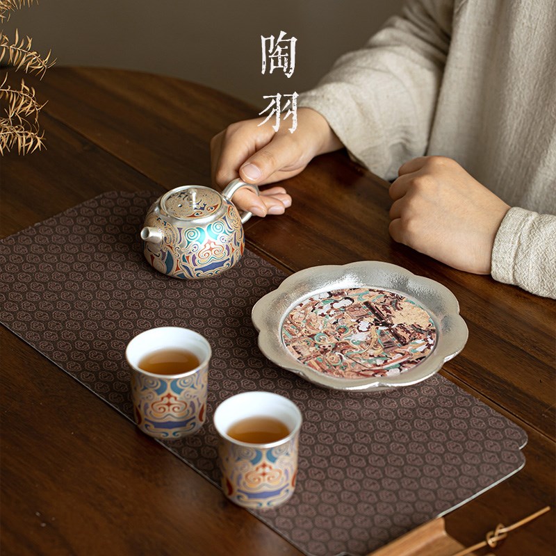 金银错鎏银敦煌陶瓷壶小套装复古泡茶壶茶杯高端功夫茶具元旦送礼