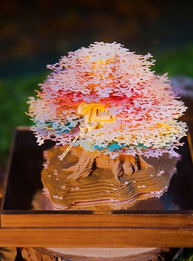 3D立体便签2024日历全景可撕林间树居树屋带灯唯美送男女生日礼物
