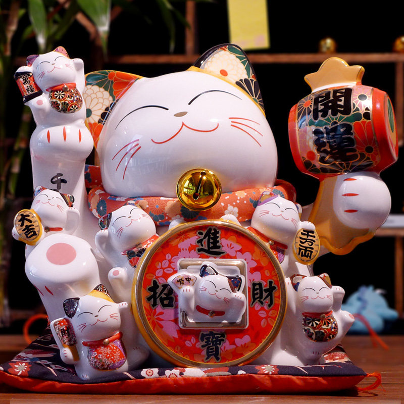 日式16寸超大 陶瓷 招财猫存钱罐 摆件开业礼品 摆设 特大发财猫