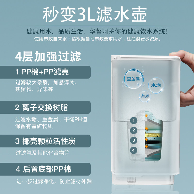 华督即热式饮水机滤水壶台式家用过滤桌面净饮一体机免安装直饮机