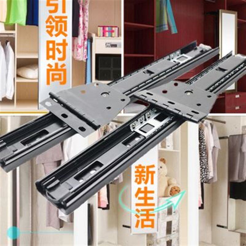 新品翻门轨道加厚三节翻板合页滑轨衣柜折叠镜子试衣镜导轨推拉镜