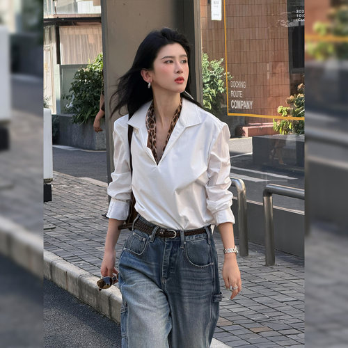 新款简约气质宽松长袖衬衫