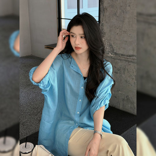 褶皱女新款宽松薄款显瘦气质上衣