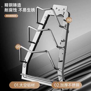 34不锈钢锅盖架免打孔厨房置能物架砧0板567架多功厨具锅盖收放纳
