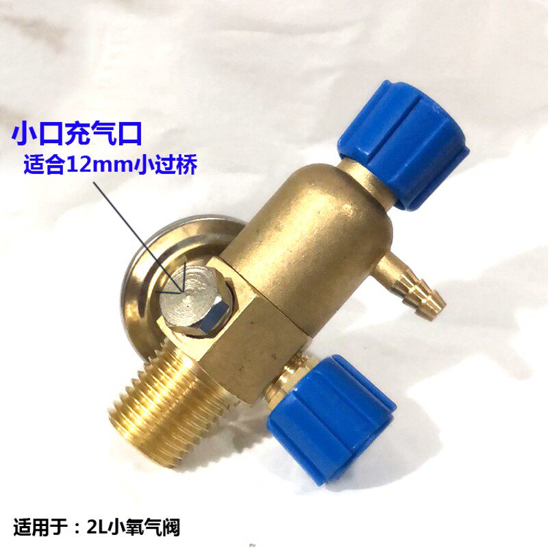 2L小氧气瓶阀门双旋钮 2升氧气表小氧焊 小回火器便携式焊具配件