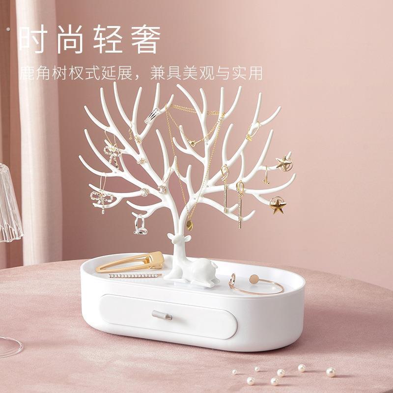 创意小鹿角抽屉桌面置物架珠宝首饰展示收纳层架耳针耳环树形挂架