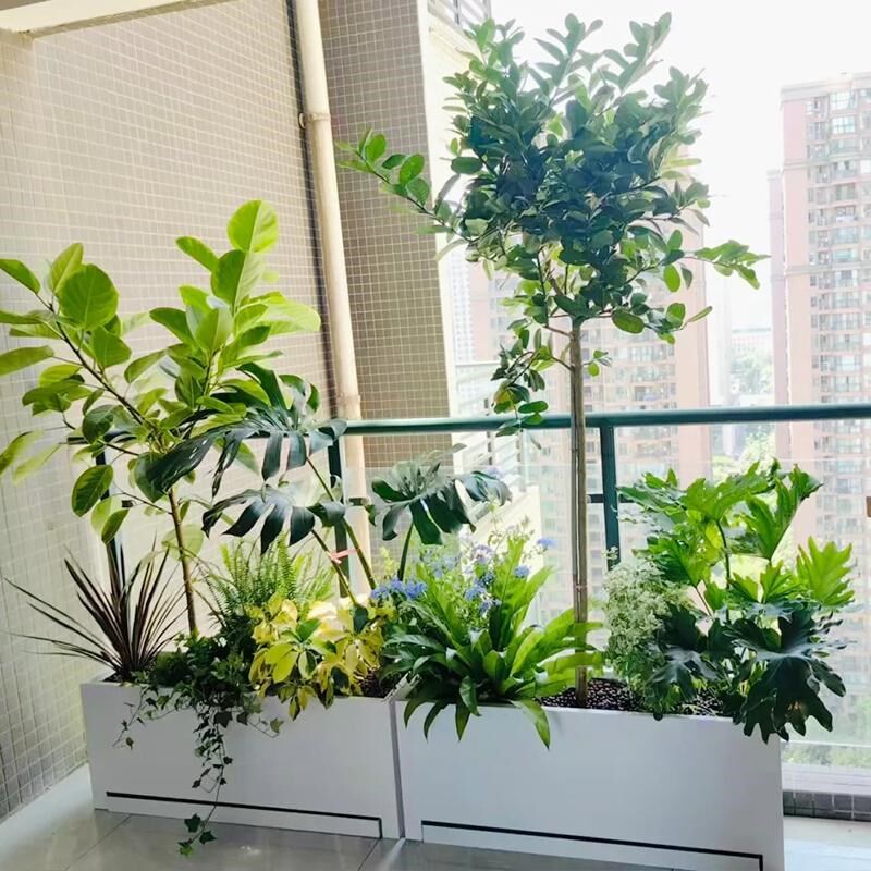 PVC花箱花坛种植箱室内庭院露天花盆花池户外阳台组合带接水托盘
