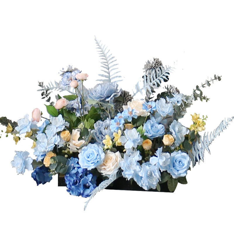 蓝色假花卉摆件婚庆活动拍照背景道具花排仿真花壁挂仿生花花束