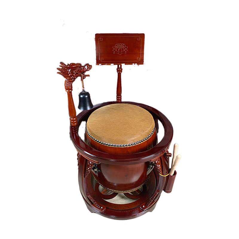 台湾鼓铃鼓法器寺庙鼓堂鼓毛鼓实木大鼓帝钟圆鼓架佛堂铃铛牛皮鼓