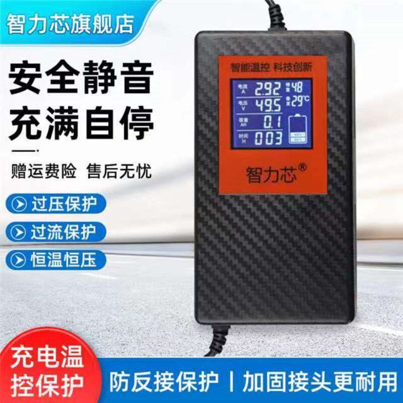 新日电动车电瓶充电器48V12AH20AH60V72伏铅酸修复通用数显自断电