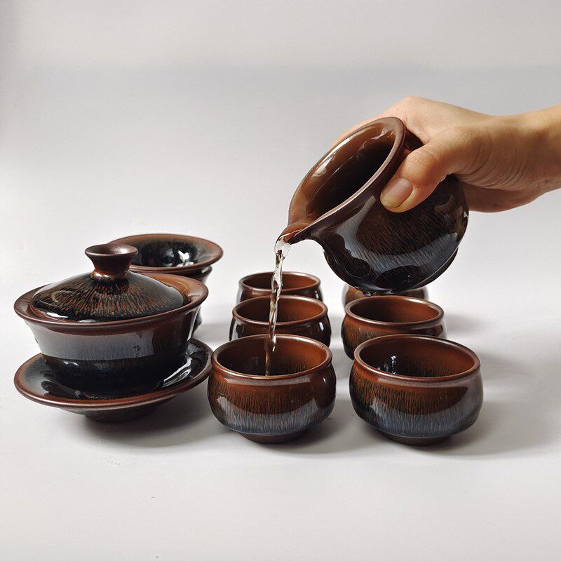 建盏茶具套装纯手工陶瓷茶盏天目盏整套功夫茶具正品建阳兔毫茶杯