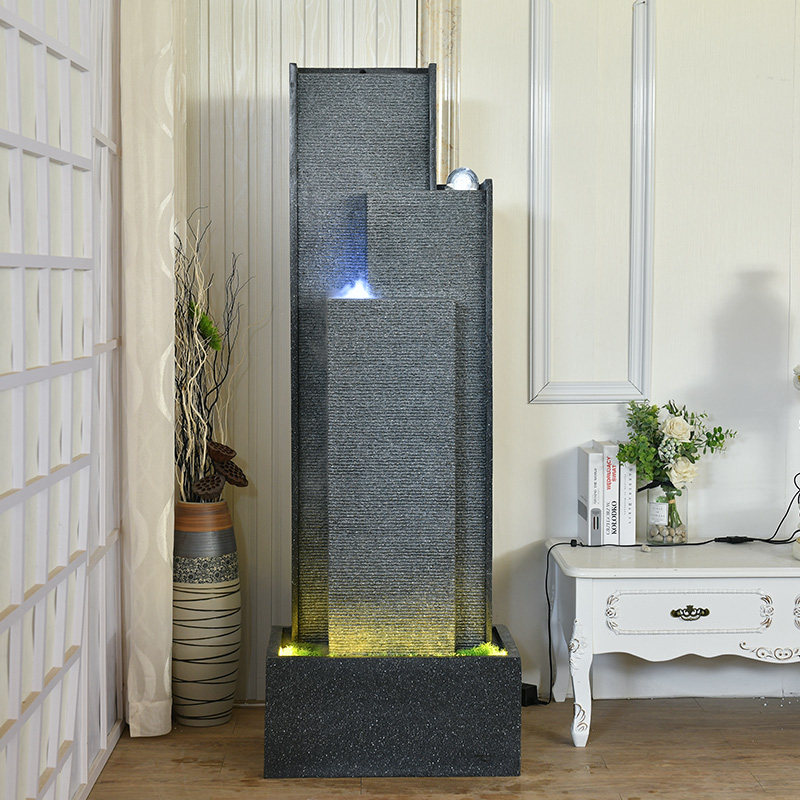 瀑布水幕墙室内流水帘景观工艺品摆件创意现代简约喷泉屏风水公司