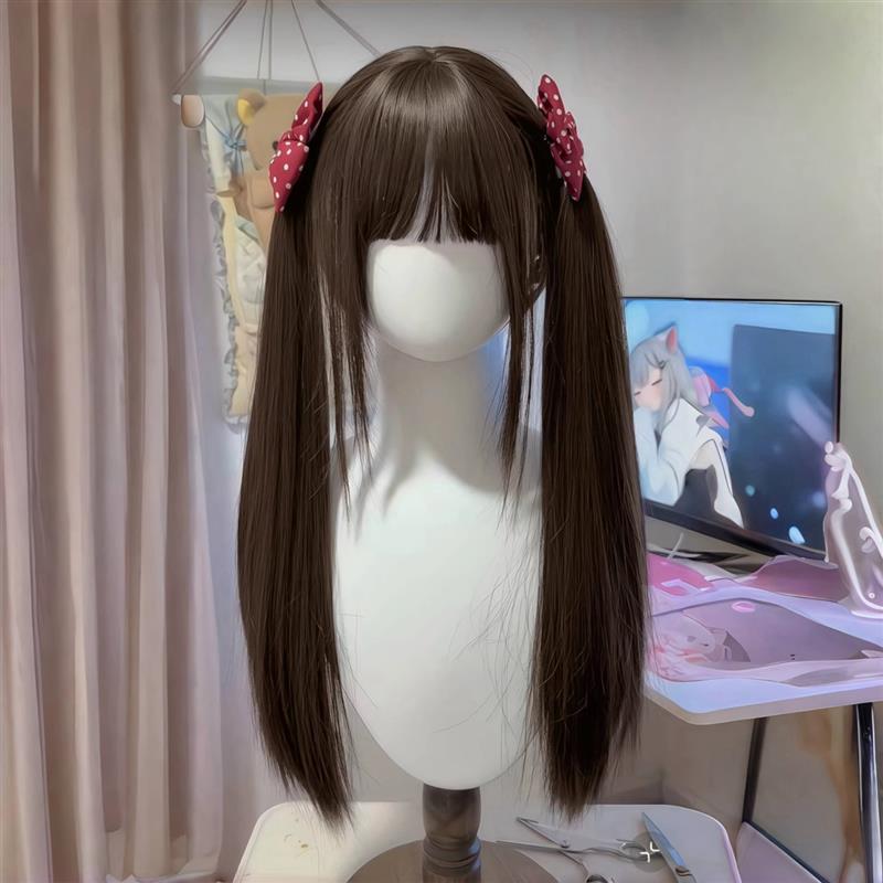 洛丽塔长假发免醒发lolita不用修黑长直日常双马尾全头套jk假发女图片