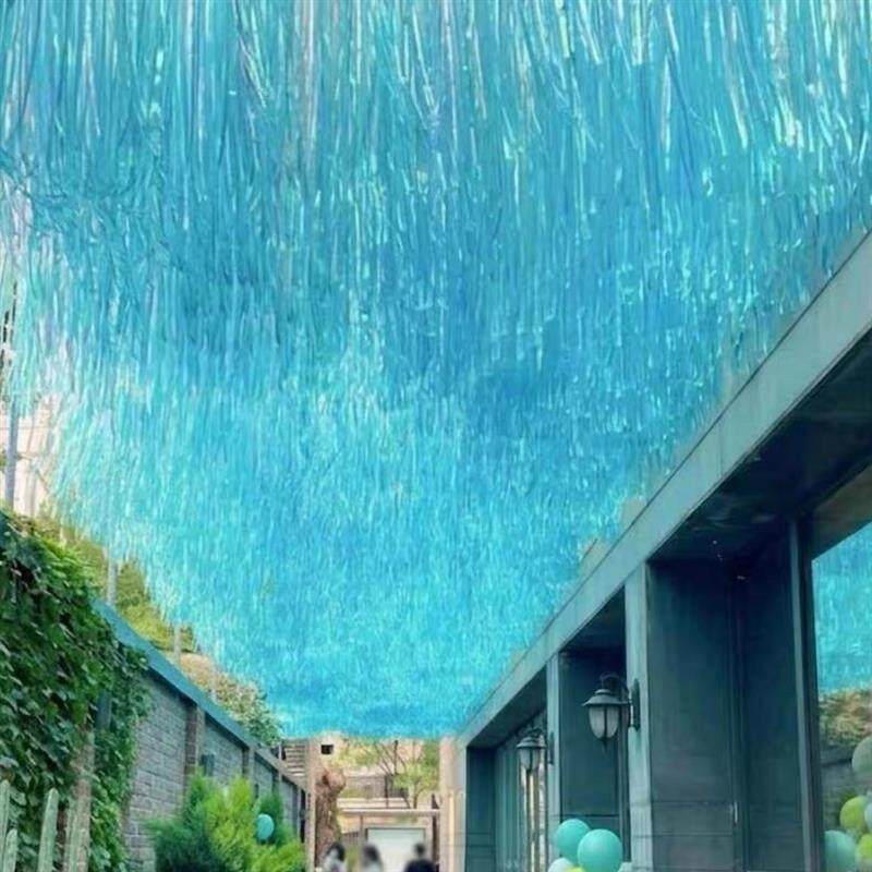 网红风动天幕空中花海镭射雨丝帘景区商业街空中艺术造景遮阳打卡