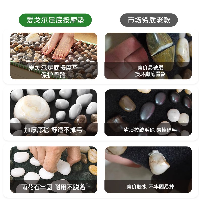 天然鹅卵石足底按摩垫脚底走毯指压板石子路家用雨花石头地垫脚踩