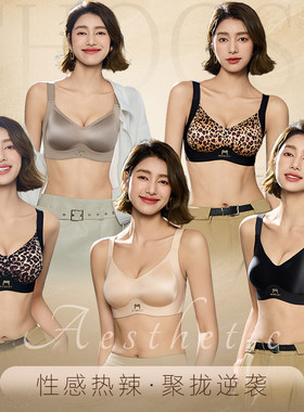 克拉日记内衣女性感豹纹定制高品质花纹显大聚拢收副乳感调整文胸