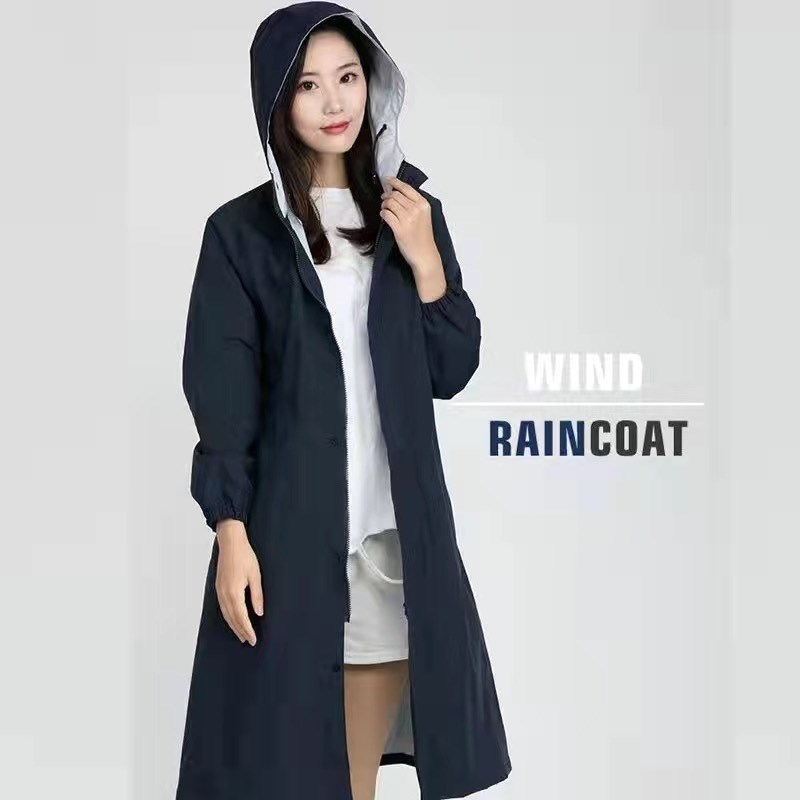 跨境外贸雨衣女长款风衣式修身收腰尔夫雨衣防雨防风一体式