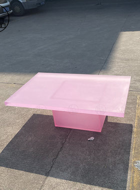 压克力磨砂粉色茶几现代家俱客厅沙发边几北欧小户型角几方型桌子