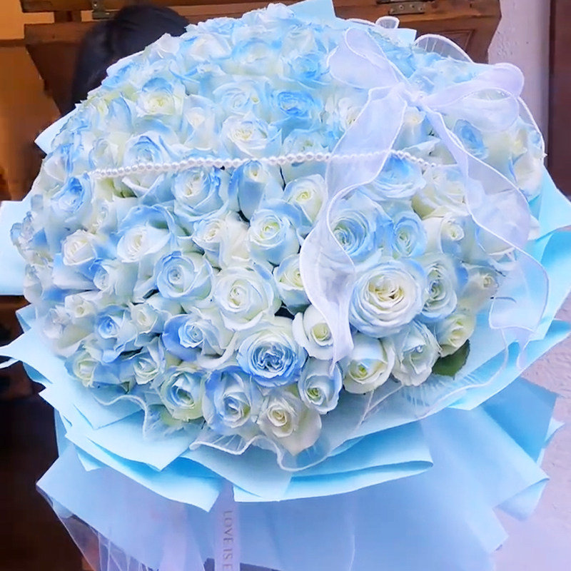 碎冰蓝玫瑰花北京鲜花速递上海广州深圳重庆成都南昌同城生日送花