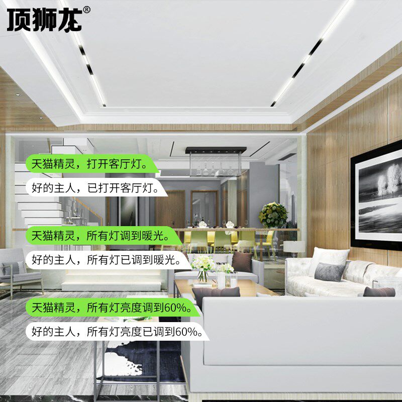 磁吸轨道灯嵌入式无主灯客厅照明家用明装暗装无边框线 线条射灯