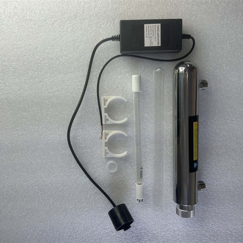 12W管道式净水家用自来水处理设备UV灯过流式24V紫外线杀菌器