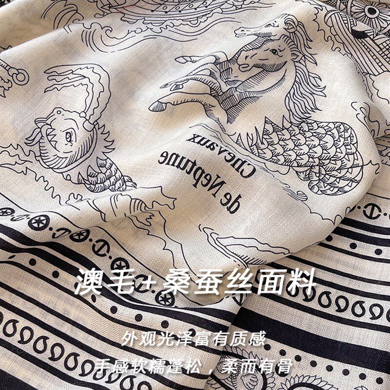 水手纹身!真毛围巾夏季真毛大方围巾空调房真毛围巾高档手感披肩
