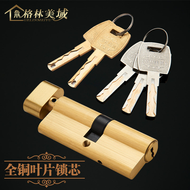 黄铜仿古静音门锁欧式经典房门锁实心把手双锁舌设计适用于别墅卧