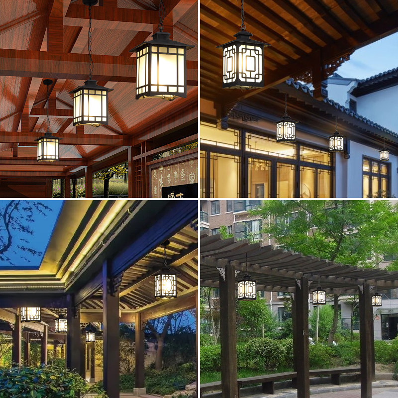 吊灯太阳能超亮走廊凉亭大门吸顶室外庭院阳台中式户外防水花园灯