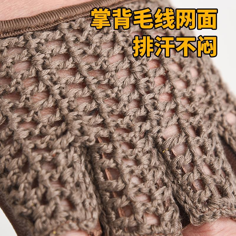 男女针织手背复古骑行驾驶摩托车自行车手套半指霹雳原创皮手套