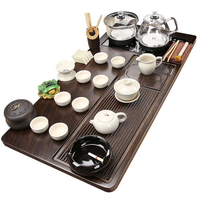 茶盘办公一体紫砂陶瓷茶具套装家用茶几玻璃烧水壶底部上水全自动