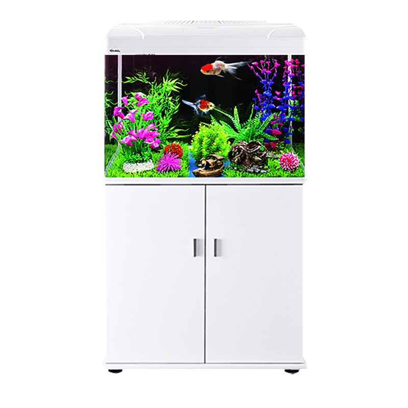 家用懒人免换水客厅鱼缸超白玻璃观赏热带金鱼缸水族箱50/60/80cm