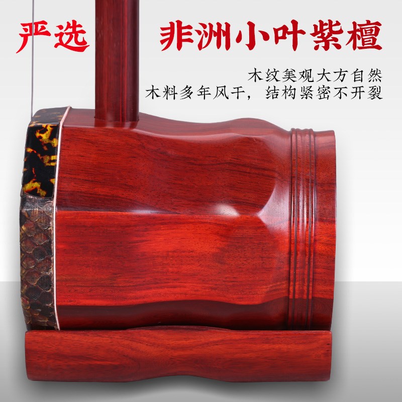 红木中胡非洲小叶紫檀中音二胡前方正八角后圆专业演奏考级