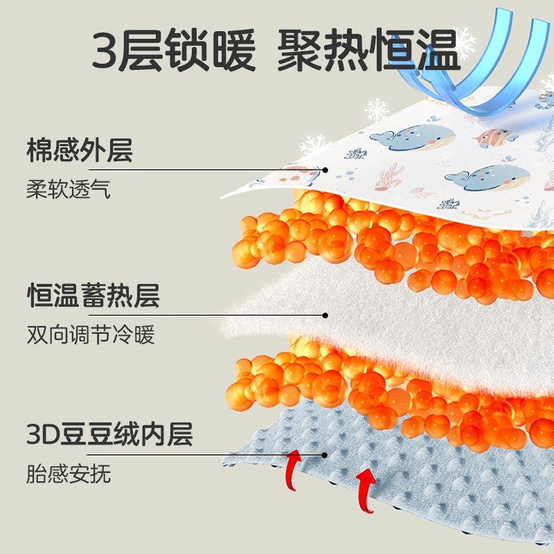 婴儿睡袋秋冬款新生儿宝宝一体式豆豆U型睡袋儿童全包睡觉防踢被