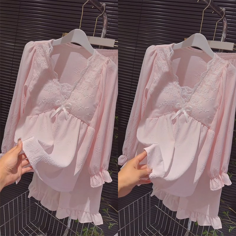 秋季新款韩版公主风纯欲睡衣女法式少女减龄甜美休闲家居服套装